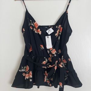 Floral Wrap Tank Top
